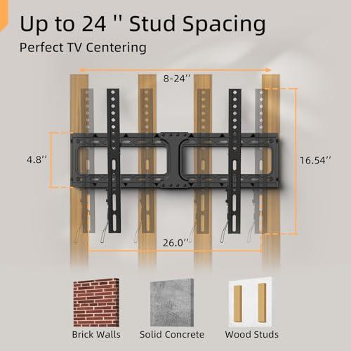 IWORKBORAD 55 65 75 85 inch Tilting TV Wall Mount for 32-90 '' TVs, Low Profile TV Mount Bracket, Safe Lock & Quick Release, Max VESA 600x400mm, 24 inch Studs,132 lbs, Fit Most 55  75  85  86 TVs