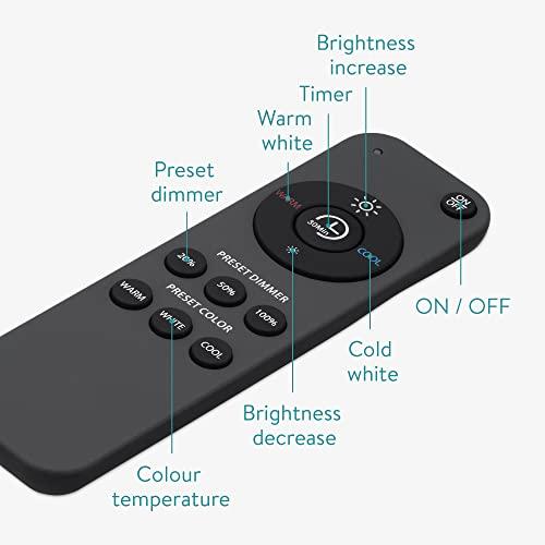 Navaris Flush Mount Ceiling Light - 15.75 Diameter Drum Lamp Shade LED Fixture with Remote Control for Bedroom, Living Room, Kitchen - White