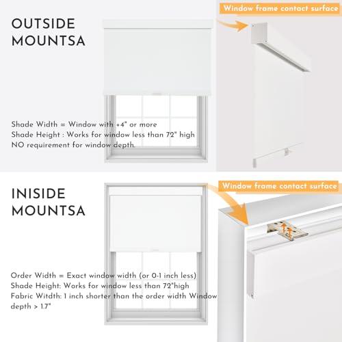 Persilux Blackout Roller Blinds for Windows, Cordless Free-Stop Roller Shades with Valance, Thermal Insulated Fabric Window Blinds, UV Protection Shades for Home and Bedroom (White,36.5 W x 72 H)