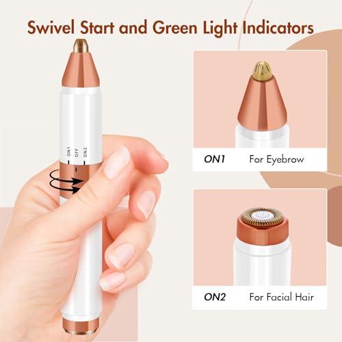 Acavado 2-in-1 Dual Head Eyebrow Trimmer & Flawless Facial Hair Removal for Women, Painless & Gentle Facial Hair Remover for Brows, Chin, Upper Lip, Cheeks, Type-C Charging for Women AS1