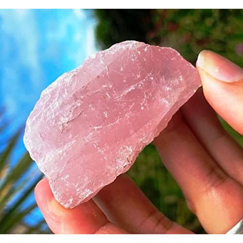 Simurg Raw Rose Quartz Stone 1lb Rose Quartz Rough Crystal ‌Aroma Stone - Rose Quartz Rocks for Cabbing, Tumbling, Cutting, Lapidary, Polishing, Reiki Crystal Healing