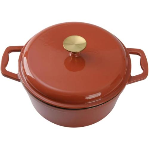 Mainstays 4.75qt Ceramic Enamel Cast Iron Dutch Oven Red with Lid (Ps: Item has a little damage. See in the picture)