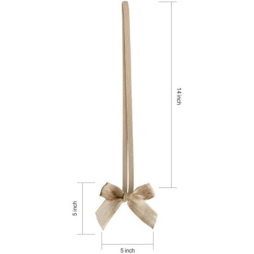 30pcs 14 Inch Stretch Elastic Loops with Pre-Tied Burlap Ribbon Bows for Gift Wrapping,Baby Showers, Weddings, Christmas Boxes (Linen, 14 Inch)