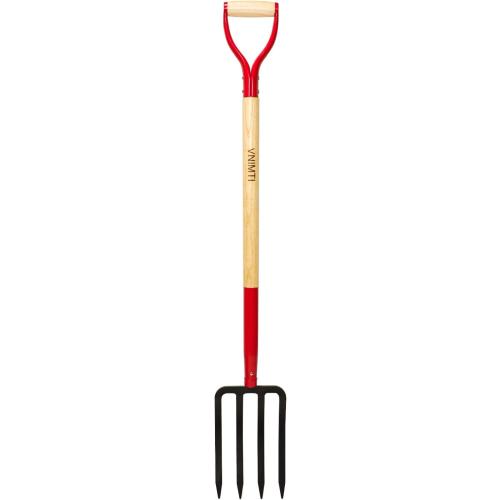 Garden Fork,4-Tine Spading Fork,Compost Fork,Steel Digging Fork,45Inch,Steel Y-Grip,Wooden Handel