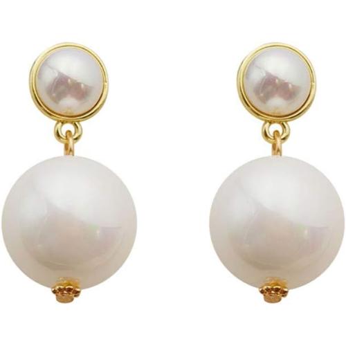 Denifery 925 Sterling Silver Long Tassel Earrings Pearls Earrings Dangle Earrings Bohemian Statement Earrings for Women Wedding Daily Party