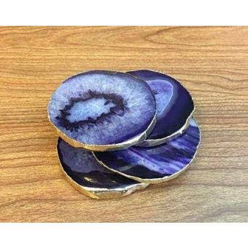 eSplanade Natural Agate Coasters Bar Beer Coffee Tea Coaster - Set of 4 Coasters - Perfect Table Accessories Tableware (Blue)