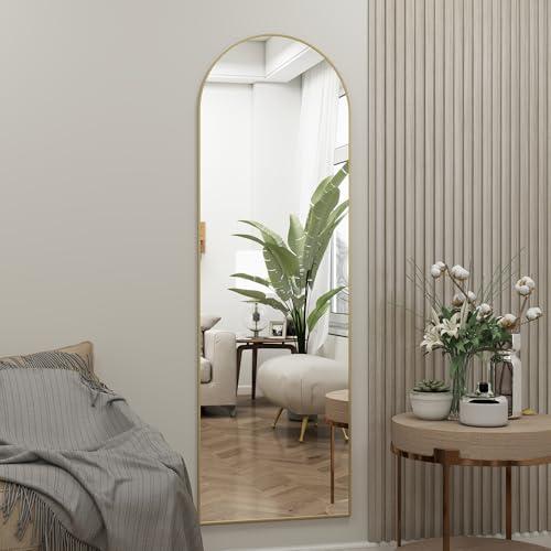 Size 14x 48 Color Gold Door Mirror, Arched Full Length Mirrors Over The Door, 14x 48 Hanging or Wall Mirror, Full Body Mirrors, Gold