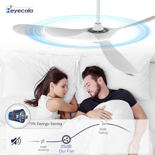 Ceiling Fans Without Light,60 Inch Outdoor Ceiling Fans no Light, 3 Blade Solid Wood Ceiling Fan with Remote Control for Patios Living Room Bedroom Porch. (White Blades   White Body, 60inch)