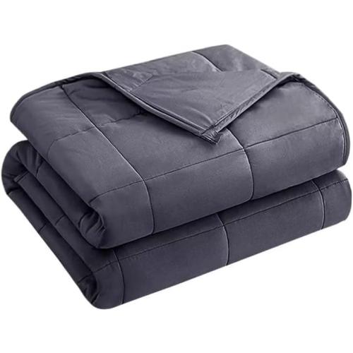 yescool Weighted Blanket for Adults (12 lbs, 48 x 72, Grey) Cooling Heavy Blanket for Sleeping Perfect for 110-130 lbs, Twin Size Breathable Blanket with Premium Glass Bead, Machine Washable