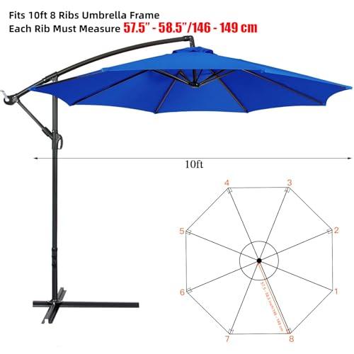 Replacement Umbrella Canopy for 10ft 6 Rib Patio Umbrella Fabric Replacement Outdoor Market Umbrella Top (Canopy Only)(Tan)