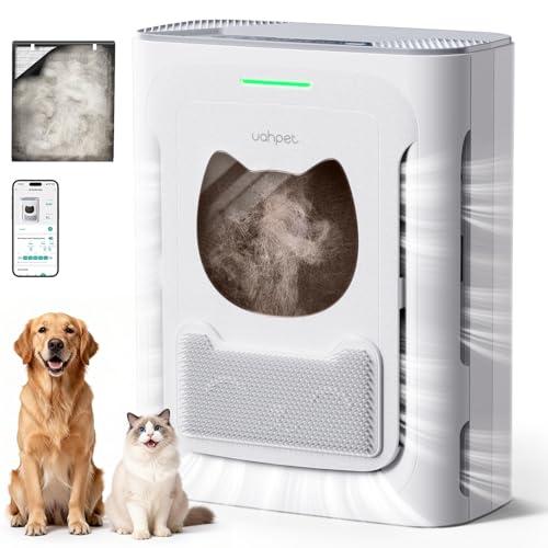 uahpet Pet Air Purifier for Home, Reduce Pet Hair, Dander, Odors, Dust, Smoke for Large Rooms up to 2100 Ft², Air Cleaner with H13 HEPA, Washable Pre-Filter & Air Quality Monitor, White Gray