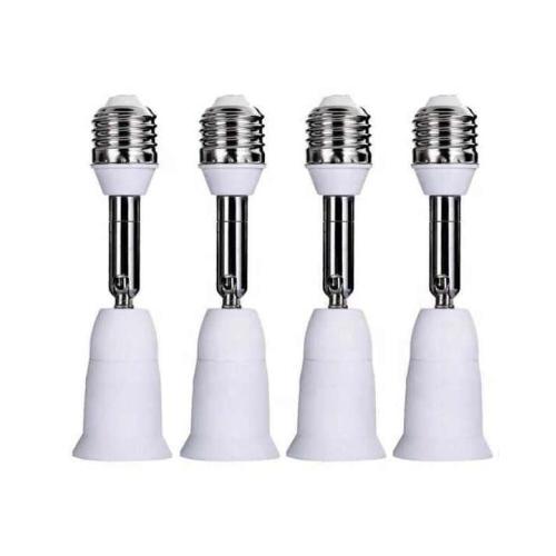 4 Pack E26/E27 Light Socket Extender, 4.5 Inch Light Socket Position Extension,Adjustable Vertical 90°Horizontal 360°, Medium Screw Base Light Converter Socket Extender