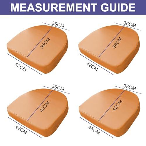 Set of 4 Faux Leather Kitchens Chair Cushion Waterproof Outdoor Non-Slip Memory Foam Dining Seat Pads with Zipper 1 Thick for Office Chairs(#1,16x14x14(2pcs))