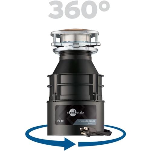 InSinkErator Garbage Disposal with Power Cord, Badger 1, Standard Series, 1/3 HP Continuous Feed, Black