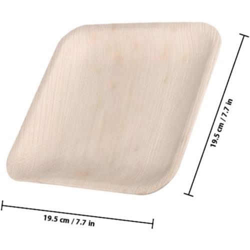 Palm Leaf Disposable Plates 5pcs 8-inch Square Biodegradable Party Wooden Cake Dessert Tableware Supplies for Catering and Events