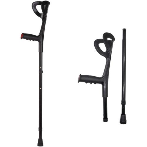 Lightweight Foldable Forearm Crutch, Aluminum Walking Stick,Height Adjustable, Ergonomic Handle with Comfortable Grip 2ZG-02BM (Black)