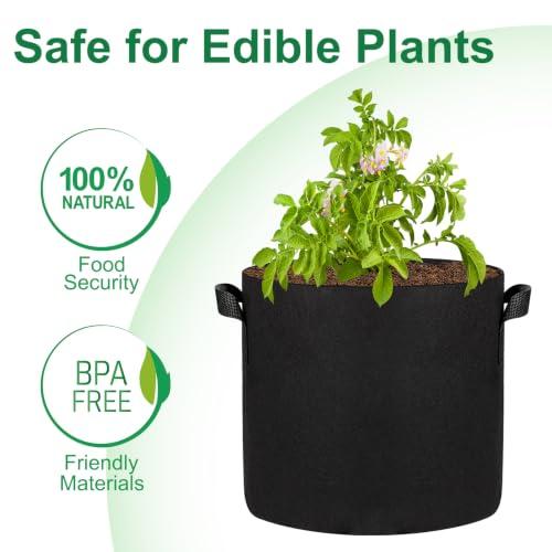 JERIA 24-Pack 10 Gallon Nonwoven Grow Bags, Plant Grow Bags，Heavy Duty Aeration Fabric Pots with Durable Handles