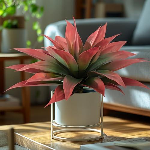 Artificial Agave Plants,Large UV Resistant Fake Agave Planters for Indoor and Outdoor Decorating Artificial Plants for Outdoors Fake Plants 2Pack, 28 Red