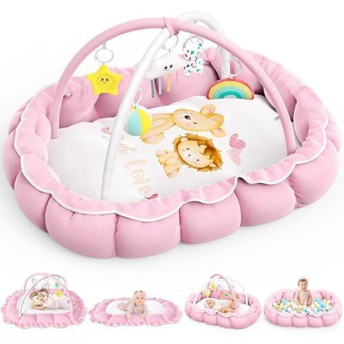 OCATO Baby Play Mat Tummy Time Mat Play Gym Activity Center Baby Girl Gifts | Baby Play Gym from Baby to Toddler Skills Development Baby Essentials Baby Shower Gifts Boy Girl for Babies