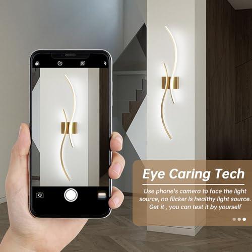 Product new. Box damage CANEOE Modern Wall Sconce, 39Inch Gold LED Wall Light Fixtures,6000K Bathroom Vanity Light Fixtures Over Mirror Indoor Bedroom Wall Lamps for Living Room Hallway Sconces Lighting