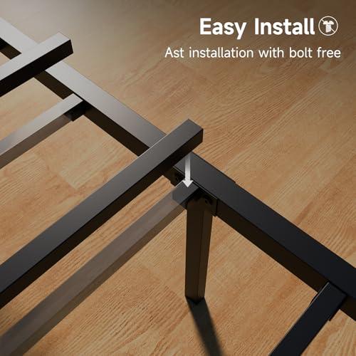 Black Full Size Z-hom Upgraded Full Size Bed Frame, Heavy Duty Metal Sturdy Full Bed Frame with Modern Wood Headboard & Footboard, Stable Platform Bed Furniture Bed Storage, No Noise, No Box Springs, Black