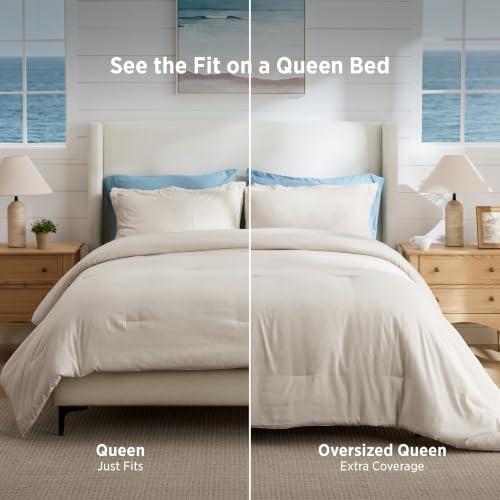 Bedsure Queen Comforter Set - Beige Soft Bedding for All Seasons, Cationic Dyed Bed Set, 3 Pieces, 1 Queen Size Comforter (90x90) and 2 Pillow Shams (20x26 2)