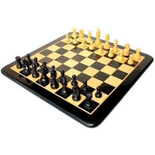 StonKraft Ebony Wooden Chess Board Ebony Wooden Chess Pieces 21 x 21 inches Large