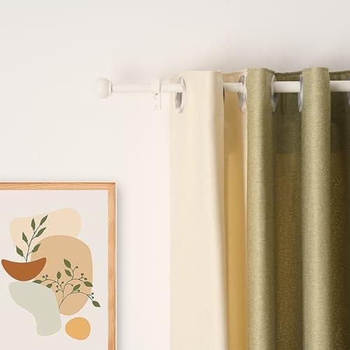 3/4 Standard Decorative Adjustable Curtain Rod,Heavy Duty Curtain Rods Set for Windows,30 To 80 Inch, White