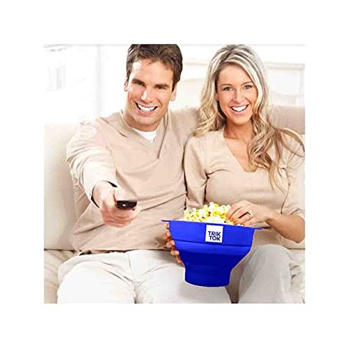 Microwave Silicone Popcorn Popper - TRIK TOK - Maker with Handles Collapsible Bowl Bpa Free Dishwasher Safe air hot pop maker crazy bend