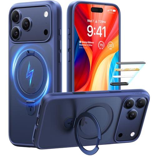 TORRAS Ostand for iPhone 17 Pro Case Magnetic, Fit for MagSafe, 4X Military Drop Protection, Camera Control, Slim Phone Case for iPhone 17 Pro with Kickstand, Translucent Matte Cover 6.3, Deep Blue