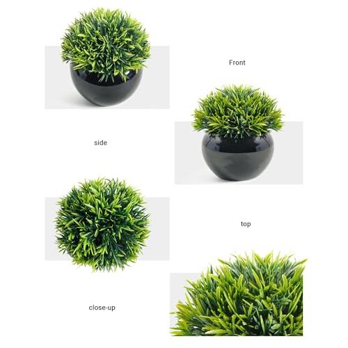 Velener Small Artificial Succulents Grass Desk Plant for Office, Fake Sage Plants for Shelf Decor, Mini Faux Plant Indoor, Masculine Home Decor, Coffee Table Decor, Bathroom Decor in Pot (2 Pack)