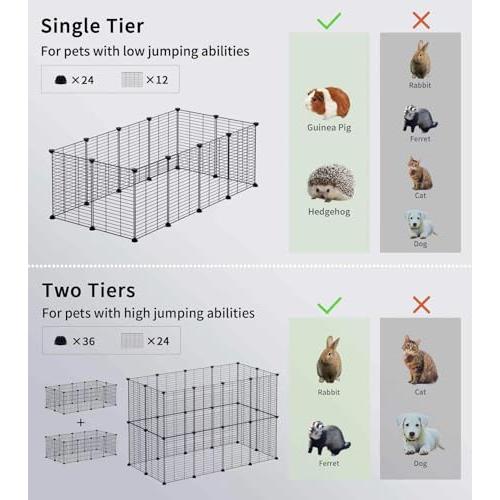 LURIVA Small Animal Playpen, Guinea Pig Cages, Pet Playpen, Rabbit Cage,Small Animal Cage, Puppy Kitten Dog Playpen, Indoor Outdoor Portable Metal Wire Yard Fence,15 X 12 Inch, 16 Panels, Black.