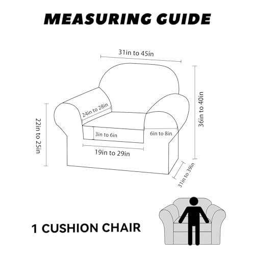 Chair Slipcover with Armrest Pockets 2-Piece Set, Stretch Faux Leather Chair Cover for Armchairs(Fits 31-45) - Non-Slip, Machine Washable, Pet & Kid Friendly - Dark Brown