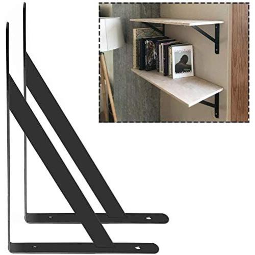 Heavy Duty Shelf Brackets 12 Packs Eau L Corner Brace Black 4 X 6 Inch 90 Degree Floating Shelves, Tripod Triangle Shelf Brackets for Floating Wood Shelves