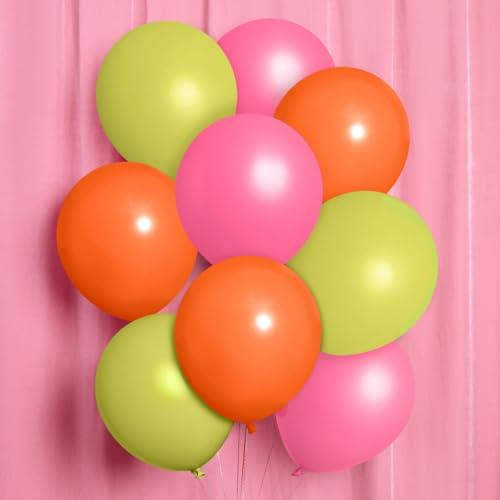 xo, Fetti Pink, Orange   Green Balloon Pack – 24 Latex Balloons | Summer Tropical Party, Palm Royale, Island Hawaiian Birthday Decorations, Party, Beach Pool Supplies