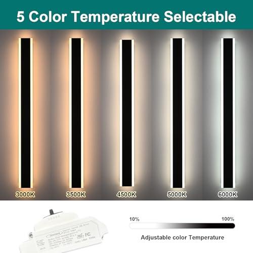 2 Pack Color Black Outdoor Wall Light,60 inch Long Outdoor Modern LED Wall Sconce, Waterproof IP65 LED Wall Mount Lighting Fixture for House Living Room Corridor Porch Patio Garage