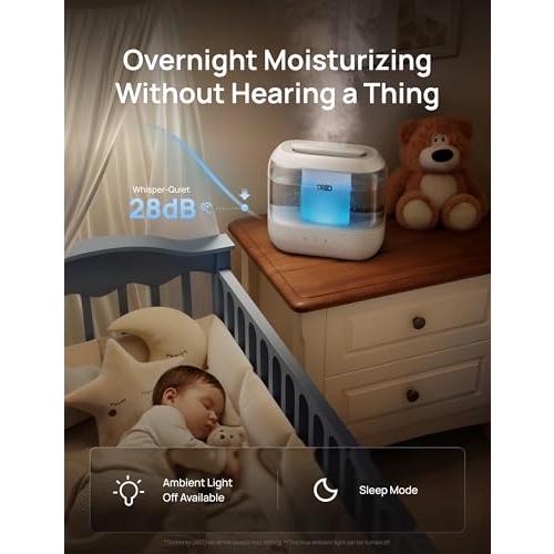 DREO 4L Humidifiers for Bedroom, 36H Runtime, 28 dB Quiet, HM311