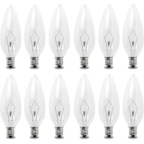 Seentech 12 Pack 40W 120V E12 Base B10 CTC Incandescent Light Bulbs, Transparent Candle Light Bulbs Perfect for Chandeliers, Ceiling Fan Lights, Pendants, Fireplace, Dimmable, Warm White 2700K