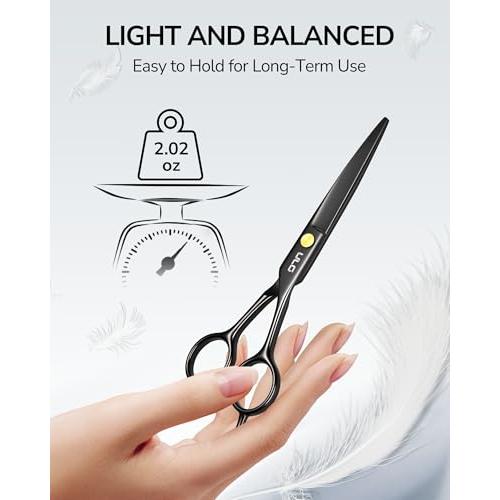 Hair Cutting Scissors, ULG Professional Hair Scissors 6.5” Right-Hand Razor Edge Barber Shears Salon Hair Cutting Shears Made of Japanese Stainless Steel, Hand Sharpened Black