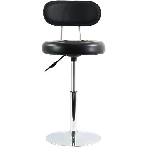 FURWOO Black PU Leather Swivel Salon Chair Mini Barber Shop Stool with Backrest for Manicure, Tattoo, and Office Use