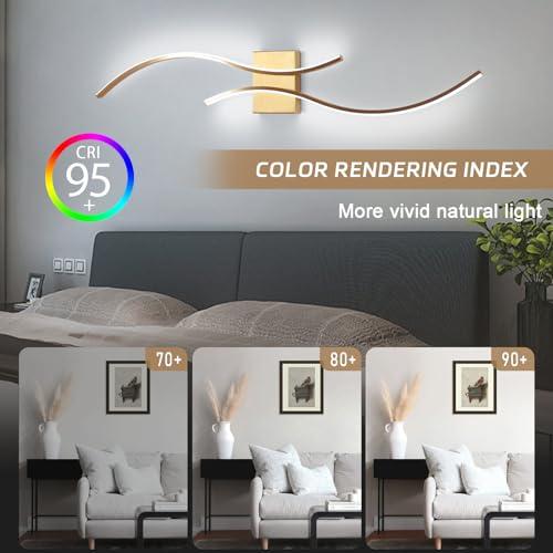 Product new. Box damage CANEOE Modern Wall Sconce, 39Inch Gold LED Wall Light Fixtures,6000K Bathroom Vanity Light Fixtures Over Mirror Indoor Bedroom Wall Lamps for Living Room Hallway Sconces Lighting