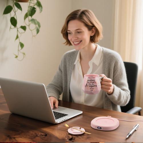 Coffee Mug Warmer Set Smart Electric Heated Cup Beverage Tea Candle Plate