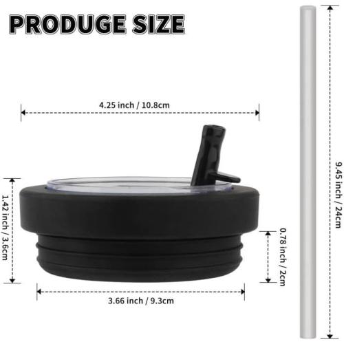 Tcamp 40 oz Flip Straw Leak Proof Lid for Stanley Quencher H2.0, Silicone Tumbler Replacement Lid for Stanley Cup Accessories, Spill Proof Straw Cover for Tumbler Accessories (Black)