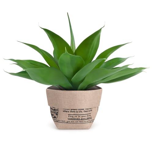 Velener Fake Agave with Burlap Bag, Artificial Plant Outdoor Agave - Fake Plants for Indoor and Outdoor Decor(16 Inch)