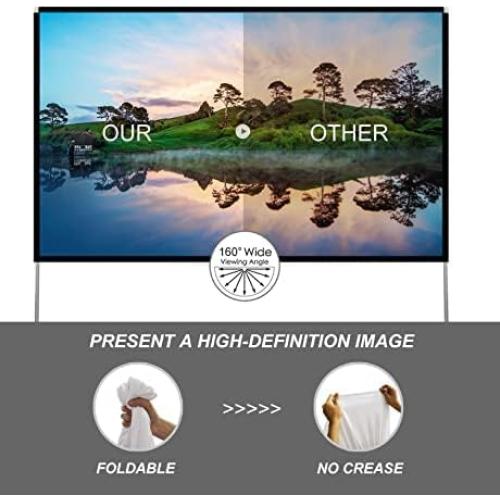 Outdoor Projector Screen with Stand 100 Inch: Portable Projection Screen for Outside Theater Home Backyard Movies