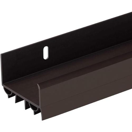 4 FT (48) PVC Slide-On Door Bottom | Adjustable Plastic Weatherstrip Door Bottom with Drip Cap | for 1 3/4” Doors | Brown | Fits Gaps 3/8” to 7/8” | Made in The USA