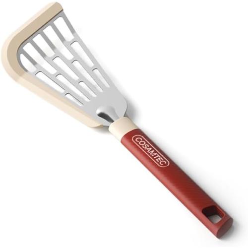 Silicone Fish Spatula Flexible Curved Edge Slotted Turner for Non-Stick Cookware Egg Pancake Flipper with Heat Resistant Nylon Handle