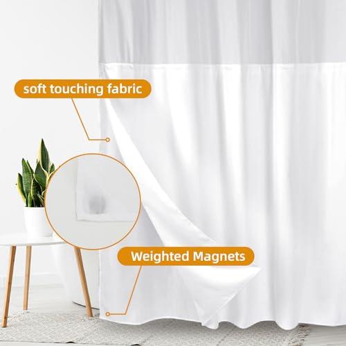 eachope 1 Pack Extra Long Fabric Snap-in Shower Curtain Liner Replacement,Compatible with No Hook Shower Curtain with Snap in Liner, Removable & Water-Repellent,Machine Washable,70x78,White