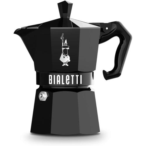 BLACK And Silver Bialetti Mocha Exclusive Black 3 Cup Open Fire (Coffee Maker, Espresso Maker, Makinetta)