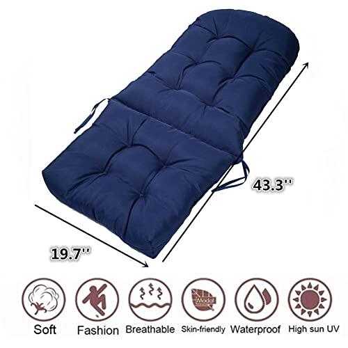 Black Set of 2 Waterproof Adirondack & Rocking Chair Cushion Indoor and Outdoor High Back Patio Cushions with Ties